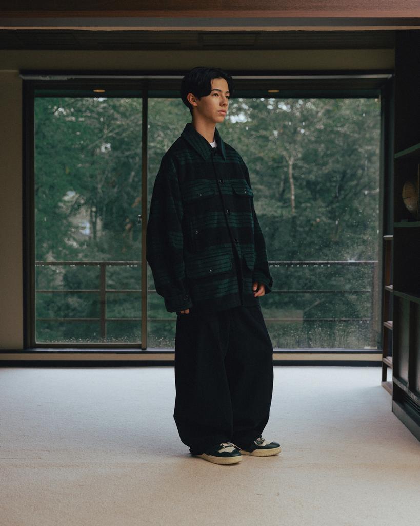 ANGLAN Herringbone Fatigue Balloon Pants - Black