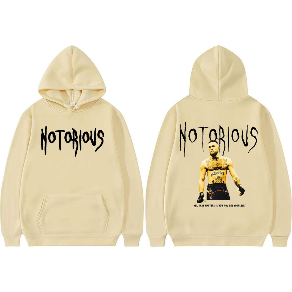 Conor McGregor The Notorious Merch Sweatshirt Erkek Kadın Moda Günlük Polar Kapüşonlu Sweatshirt Retro Kapüşonlu Svetşörtler