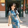Blue national style new Chinese short improved cheongsam 1011 new young women can wear daily in summer