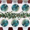 2/4 PIECES Blue Almond Leaf Table Mats - Washable, Anti-Slip, Heat-Resistant - Round Table Mats for Parties and Home Use