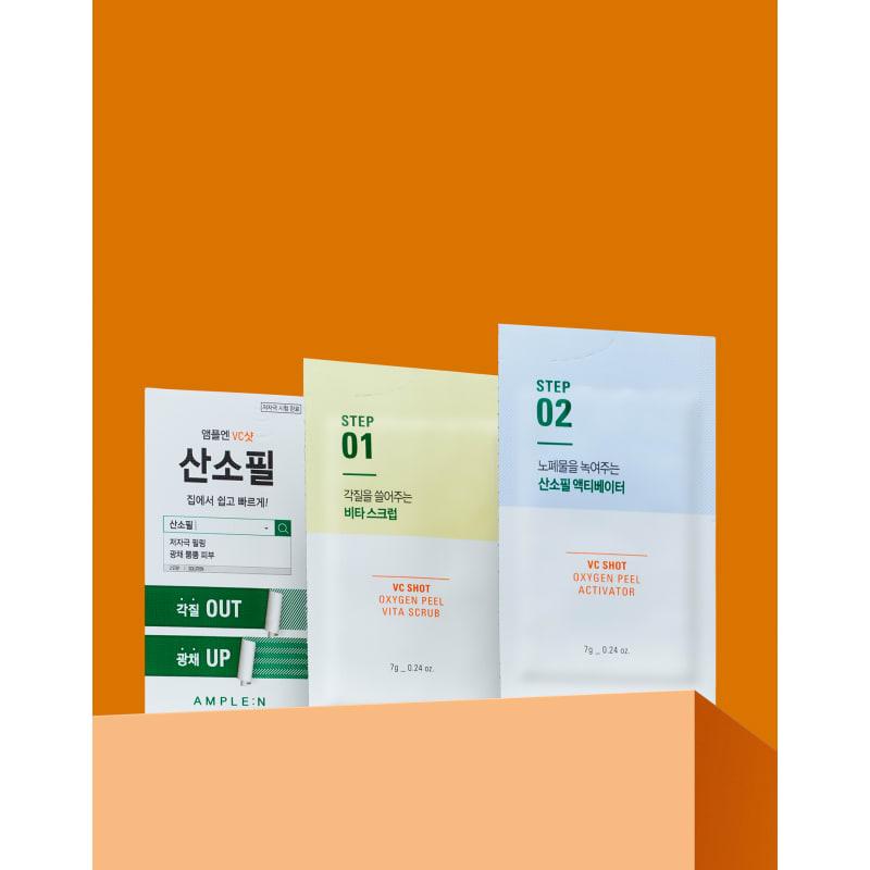 VC Shot Oxygen Peel (Scrub + Activator), a Whitening Vitamin Peeling Product You Can Do At Home, 5 Sheets