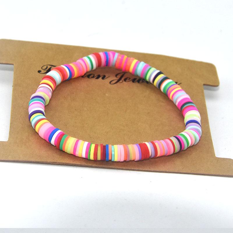 Handmade Ethnic Style Mixed Color Polymer Clay Bracelet - 6mm Elastic Cord