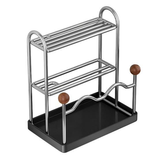Kitchen Storage Rack And Utensil Drainer Tray Cutter Cutting Board Stand with Anti-Slip