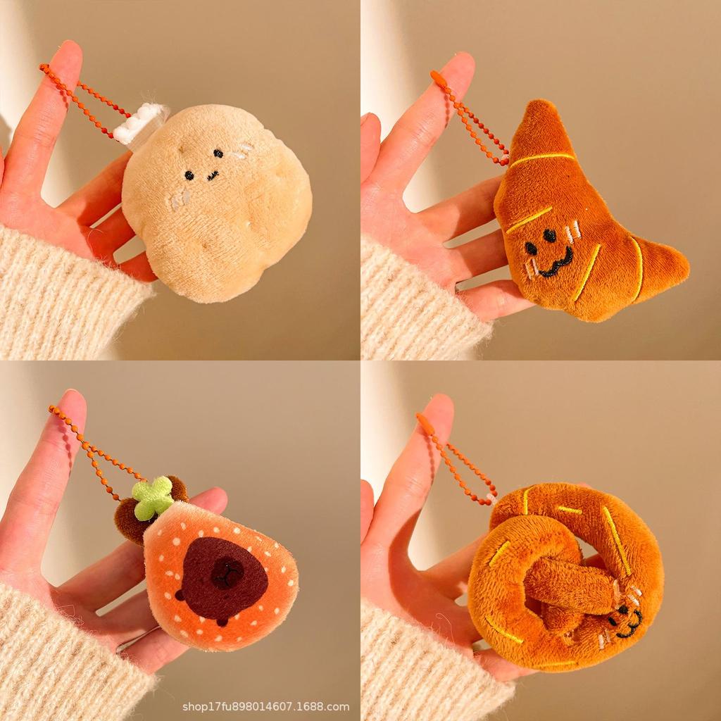 Food Series Plush Hamburger Keychain With Soft Short Pile For Girls And Teens