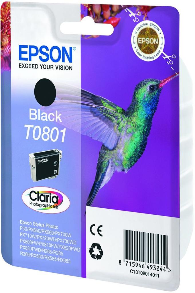 EPSON Cartouche d'encre T0801 Noir - Colibri (C13T08014011)