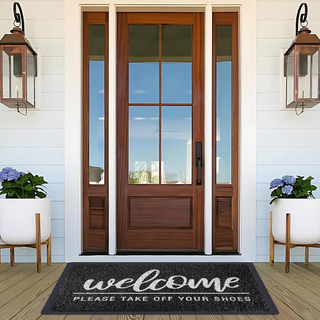 Welcome Door Mat Funny Front Door Mat Outside Indoor Entrance 30 x17.5 Inch Non Slip Floor Doormat Easy to Clean Christmas Black Doormat for Entry