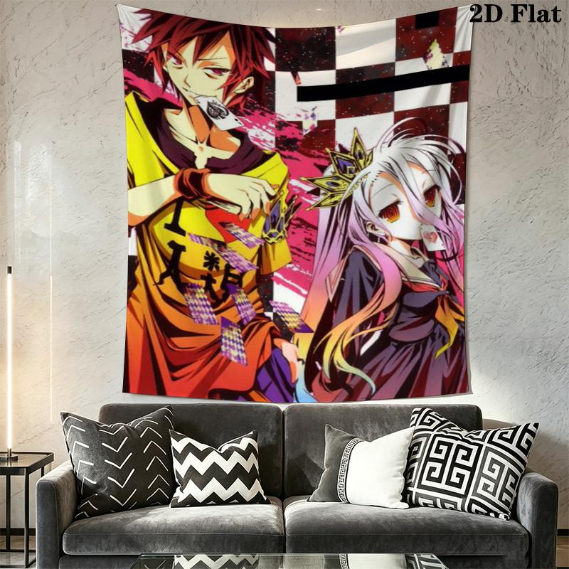 No Game No Life Wall Tapestry Aesthetic Wall Hanging Printed Fabric Blanket Decorative Tapestries for Bedroom Living Room Home Decor