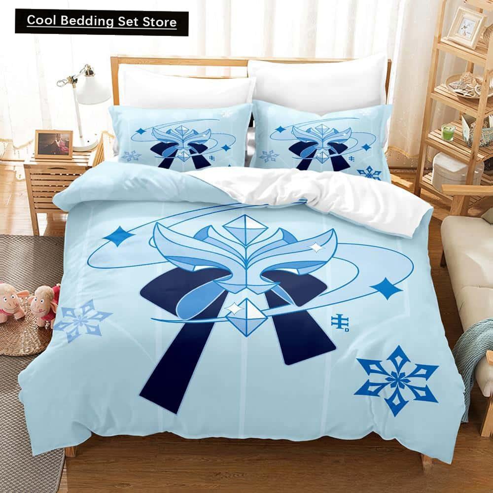 Kawaii Anime Genshin Impact Eula Lawrence Bedding Set Single Twin Full Queen King Size Bed Set Adult Kid Bedroom Duvetcover Sets