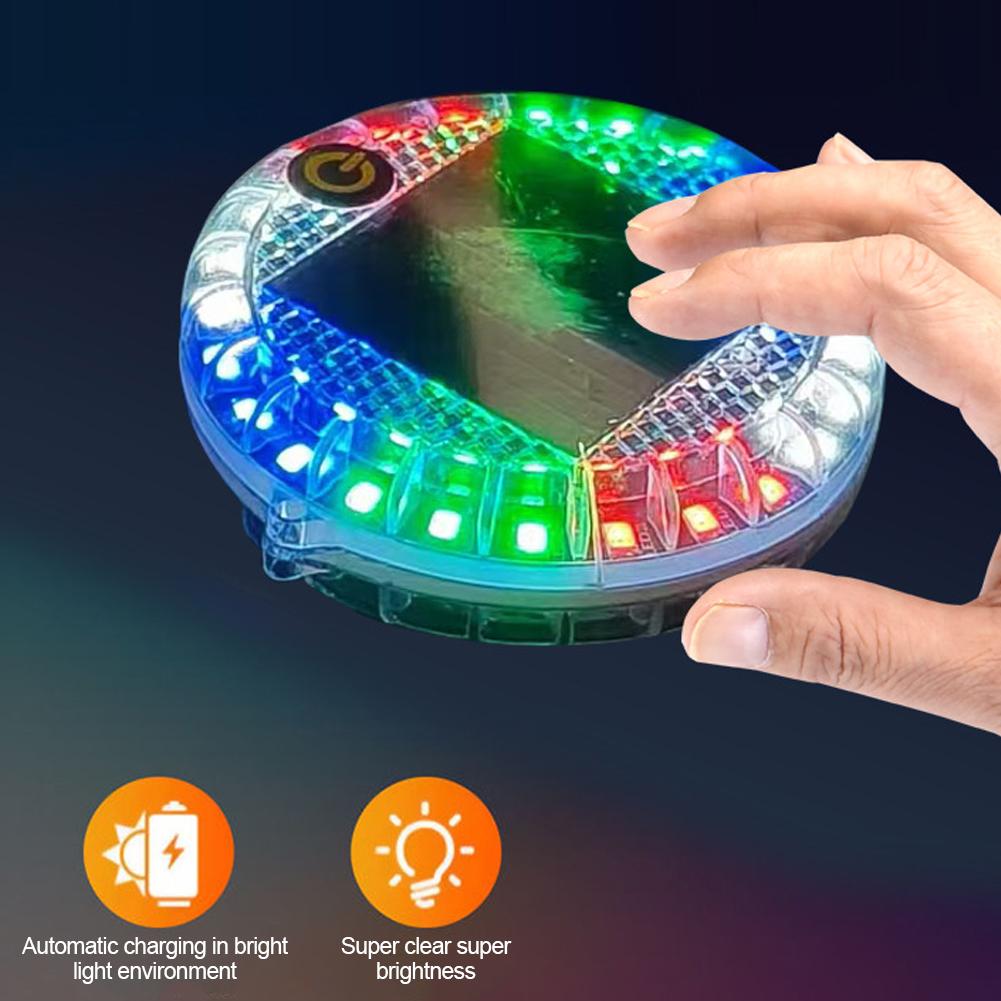 Car Round Solar Energy Warning Light LED Flashlight Indicator In-Night Caution Strobe Warning Light Running Lamp For All Vehicle