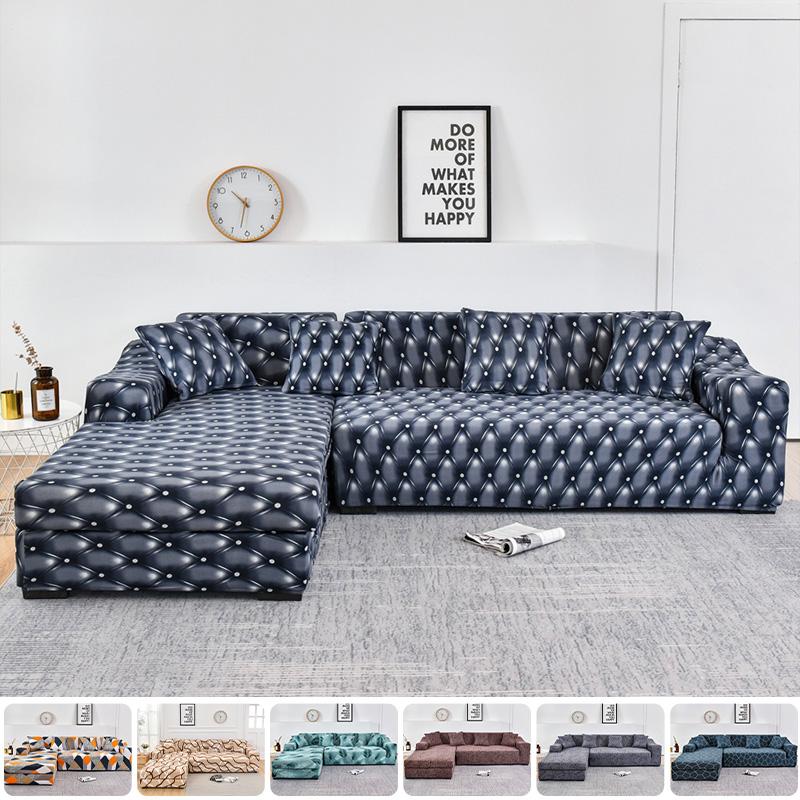 Geometric Elastic Sofa Covers for Living Room Needs Order 2 Pieces Sofa Cover If L-style Sectional Corner Sofa capa de sofa