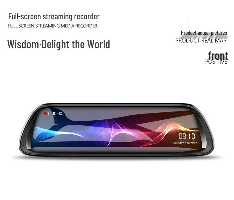 HD Dual Lens Dash Cam with Full-Screen Rearview Mirror for Front and Rear Recording