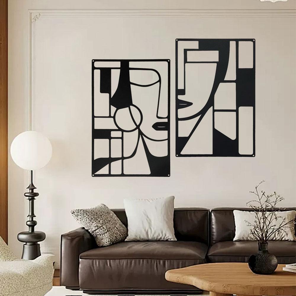 Abstract Metal Wall Art - Easy to Install Hanging Geometric, Lines, Shapes, Artistic, Bedroom, Blacksmith, Handcrafted