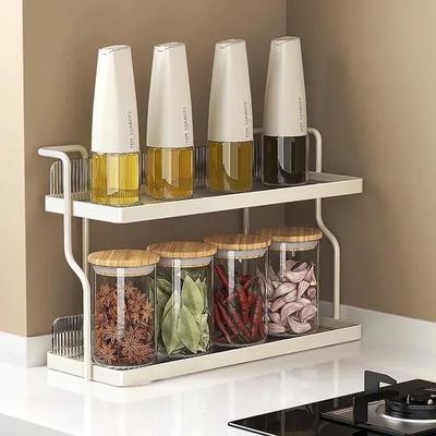 2-Layer Kitchen Desktop Storage Rack Kitchen Countertop Under Sink Organizer for Home Appliance Makeup Flavoring