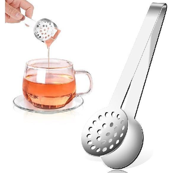 Tea Bag Squeezer, Stainless Steel Tea Bag Squeezer Tongs, Teabag Filter, Dispenser Accessories for Teas Drinkers, Durable Round Strainer Gripper