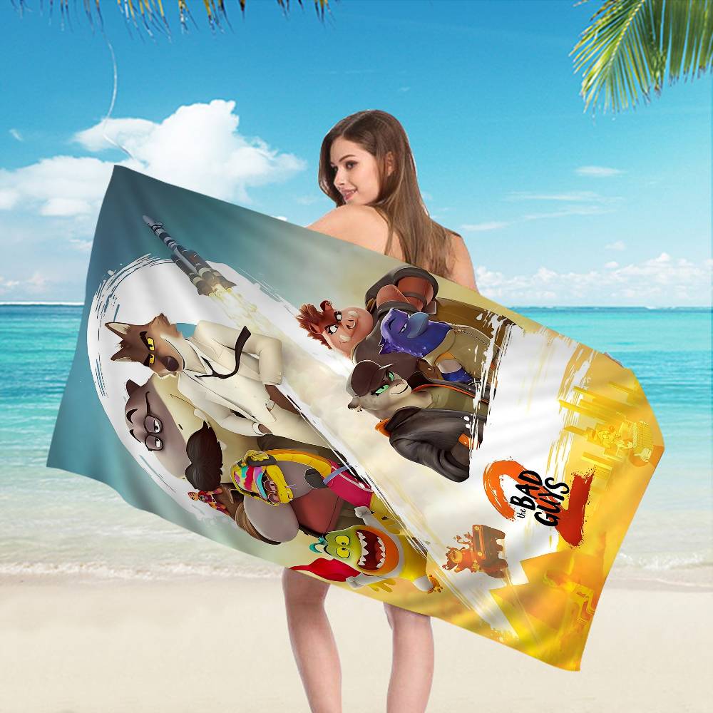 Cartoon T-The B-Bad Guys Microfiber Beach Towel Absorbent Quick dry Soft Yoga Swimming Resort Mountain Climbing Towel