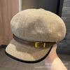 Japanese new belt octagonal hat children's autumn and winter big head circumference British retro versatile face newsboy hat