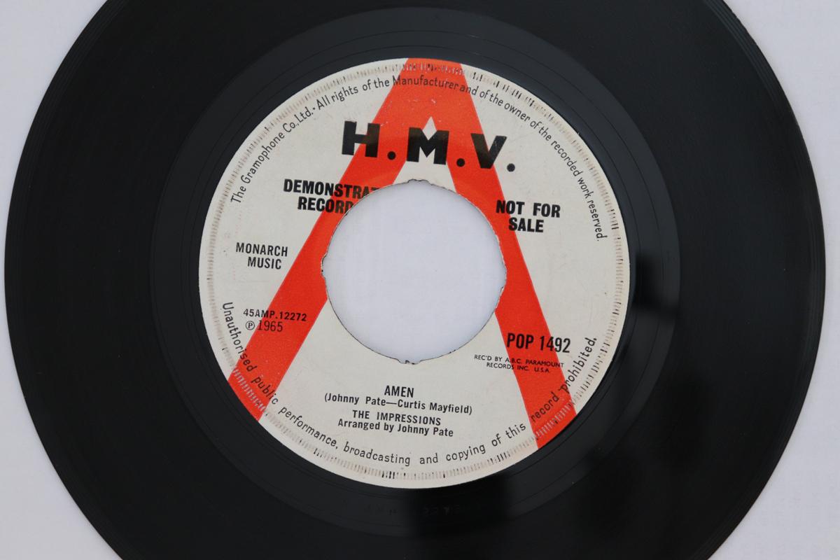 

7inch Record IMPRESSIONS - Amen POP1492 His Master s Vo 1965 UK Soul/Funk Used