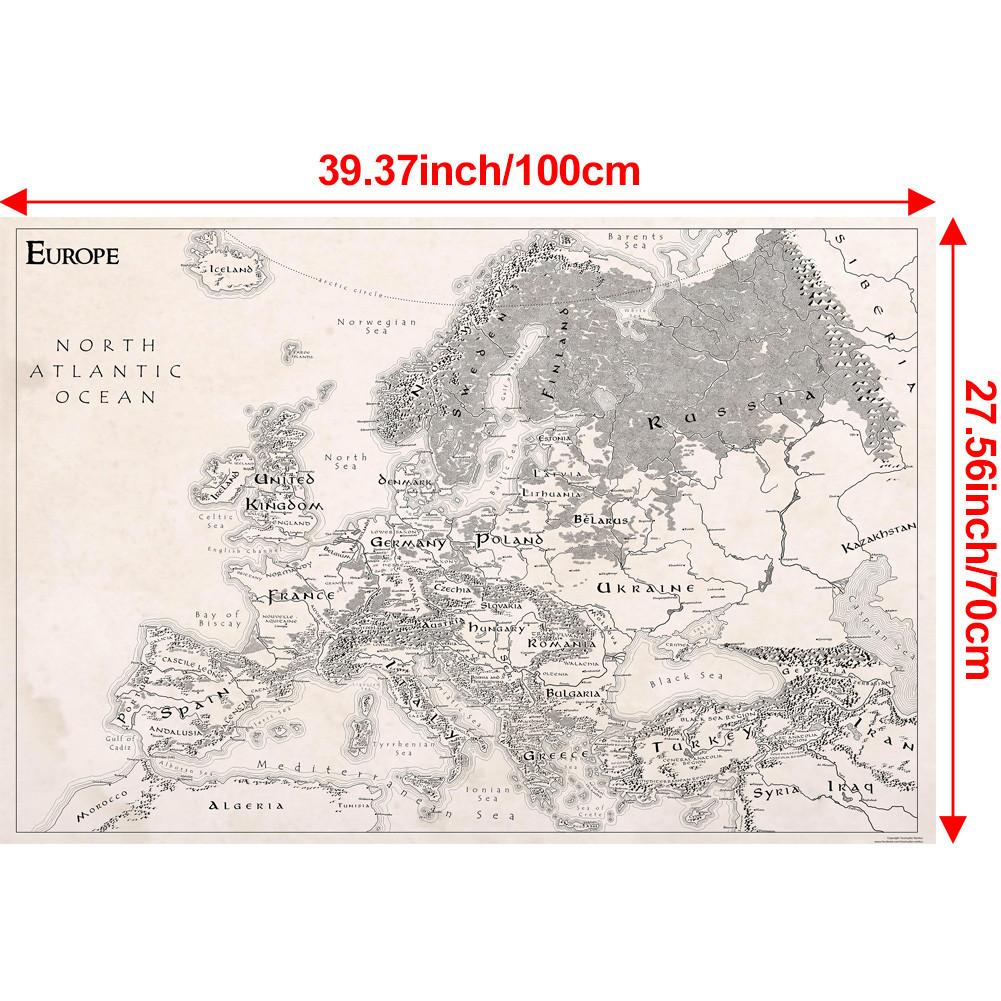 

Карта Европы - необрамленная винтажная образовательная настенная живопись для домашнего офиса, декор, подарок, образовательная настенная живопись, декоративная карта 100*70cm