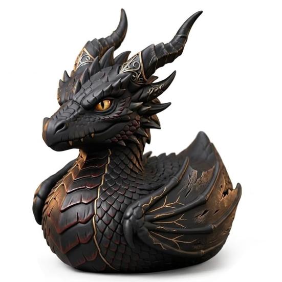 Mythical Creature Desk Accessory Dark Fantasy Dragon Collectible Duck, Gothic Resin Statue for Home Decor, Hand-Painted Ornament Figurine, Medieval