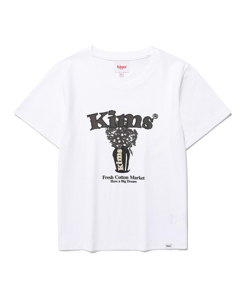 Kimseupeulesikoteunmakes (Unisex) Popcorn Flower Tee White