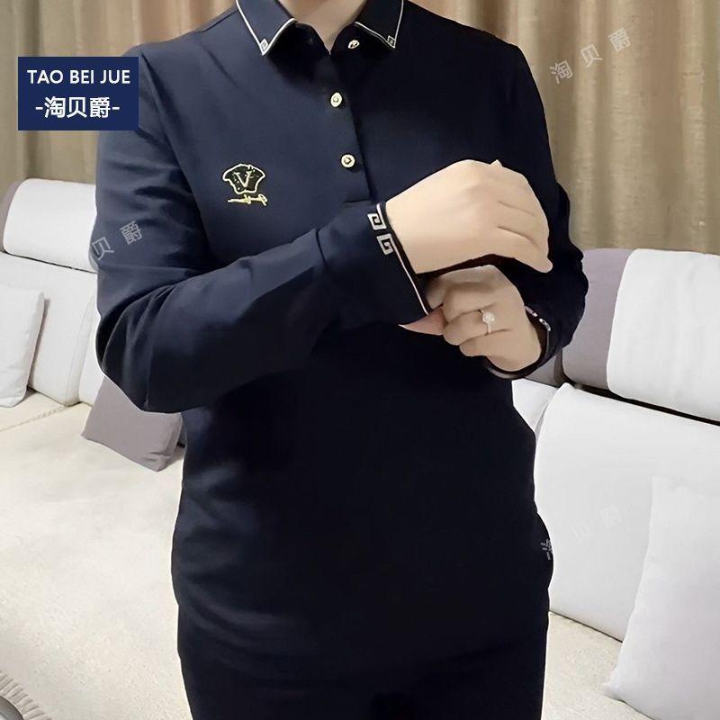 

Lapel Long Sleeve T-shirt Long Sleeve Men s Fall Polo Shirt Men s Loose Top M чорний