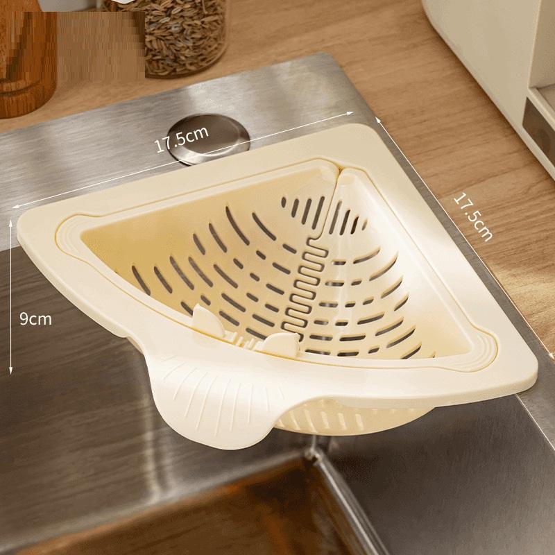 Corner Sink Drainer Basket Magnetic Kitchen Storage Rack Sink Drain Strainer Basket For Trash Food Waste Leftovers бежевый
