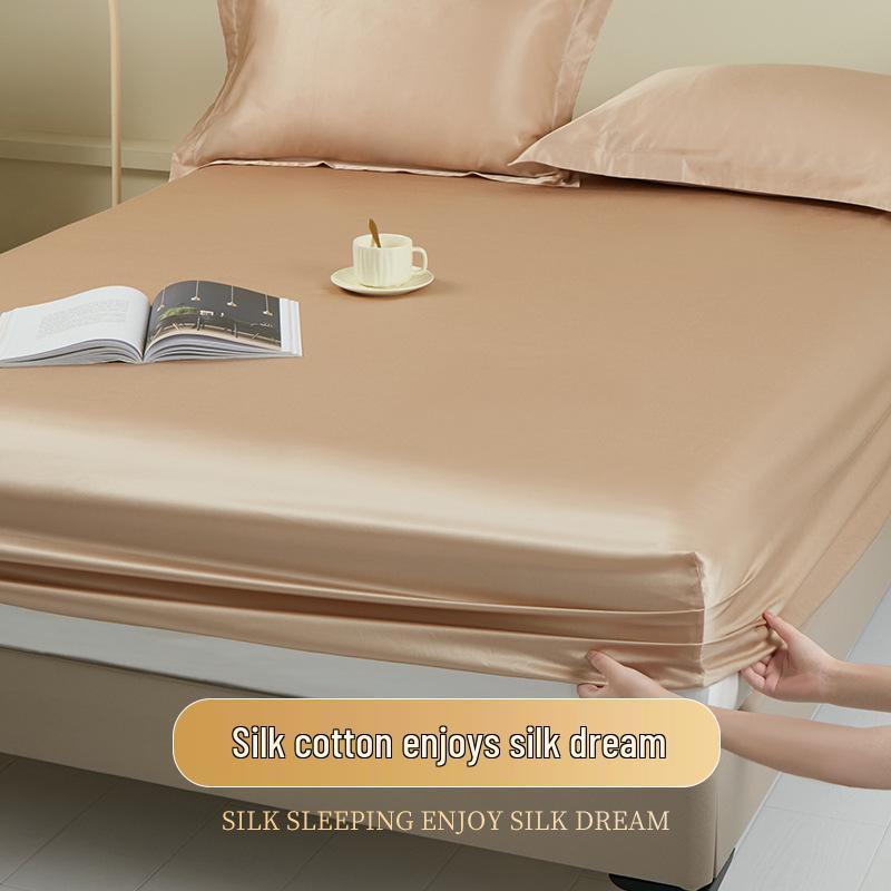 Mulberry Silk Non-Slip Fitted Bed Sheet - Cotton Blend Single Piece Mattress Dust Cover