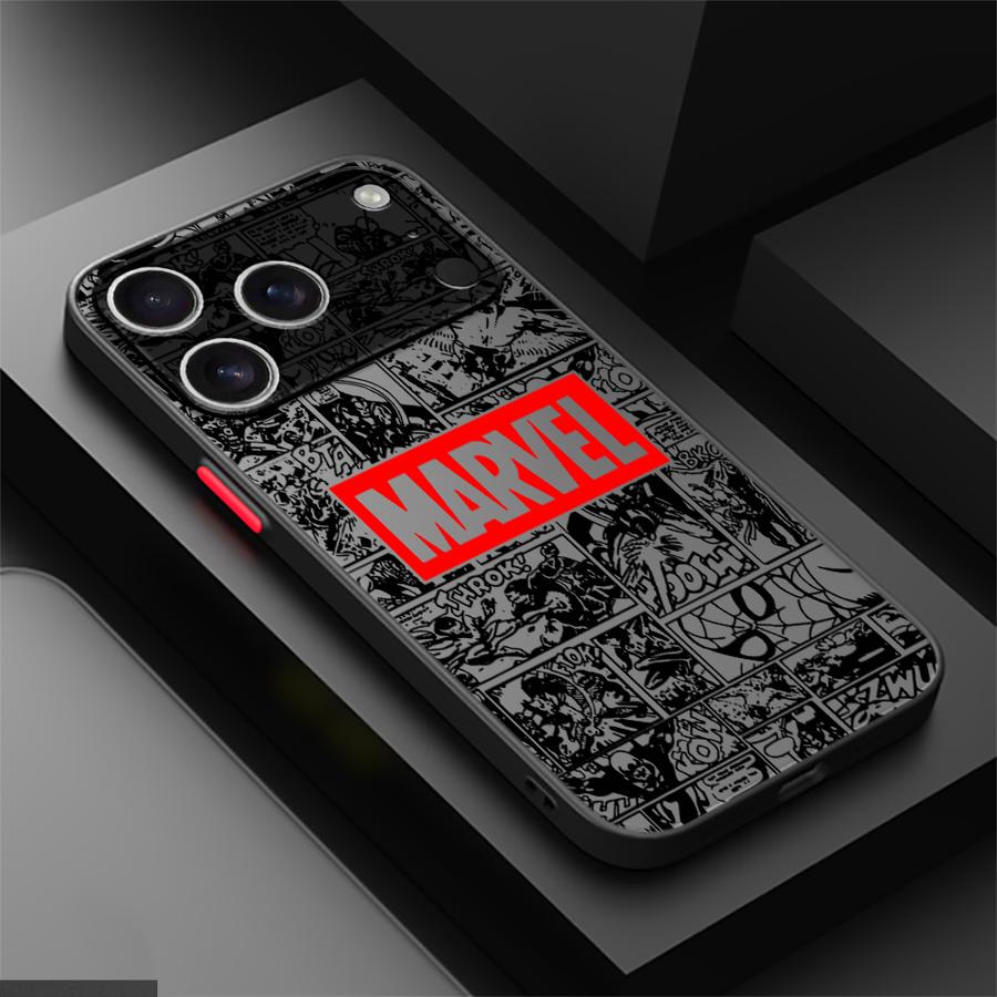 Back Phone Cover Case for iPhone 17 Pro Max 16 Plus XS XR 11 14 17e 12 13 Mini Air 15 7 8 SE Marvel Hero Logo
