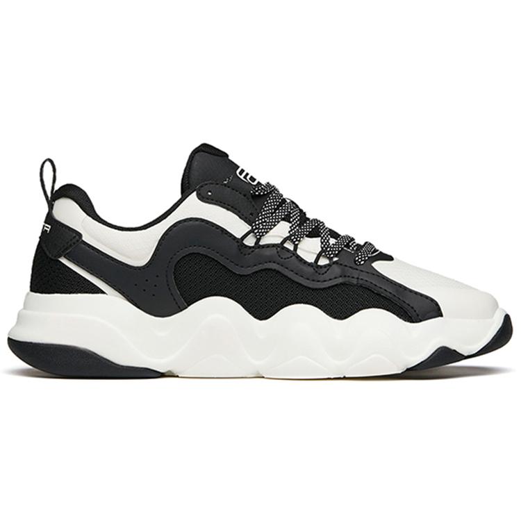 New Anta Young Generation Anti Slip And Wear Resistant Height Increasing Low top Chunky Sneakers Women's Black White 122148068-4