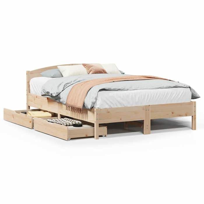 VidaXL Bed Frame with Headboard 120x190 Cm Solid Pine Wood, Bedroom Furniture, Bed Base, Wooden Bed, Bed, 3301839