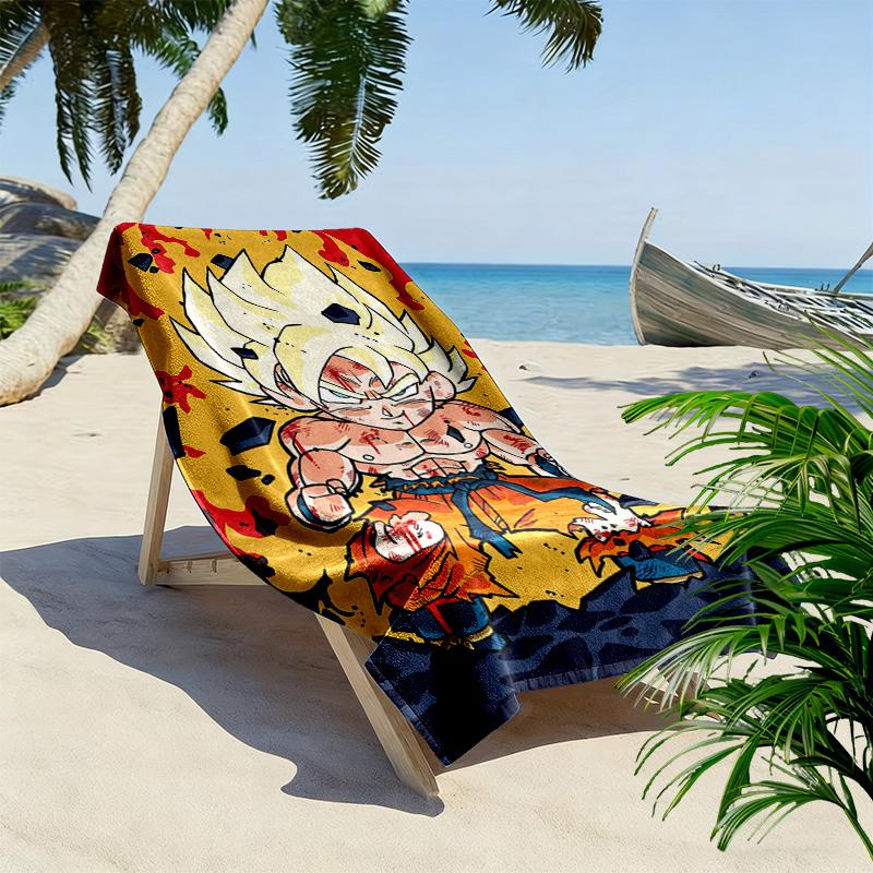 Son Goku Print Beach Towel, Large Soft Quick Dry Towel for Beach Camping Swimming