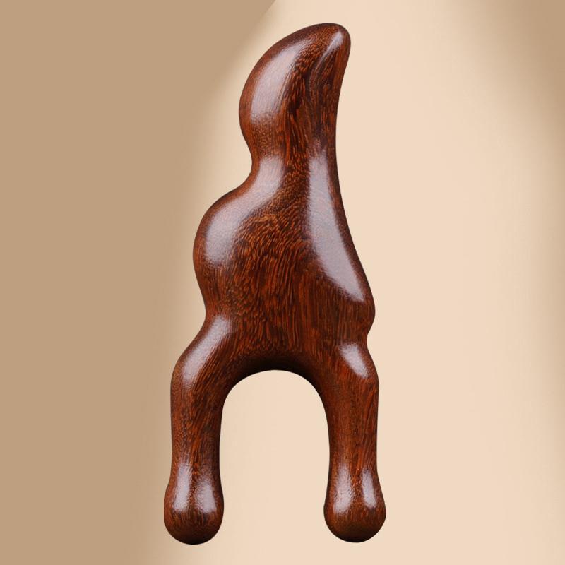 Massaggiatore per occhi, naso e meridiani in legno di sandalo Strumenti per massaggio del viso e del corpo Manico in legno Guasha Raschietto per massaggiatore per punti di agopuntura