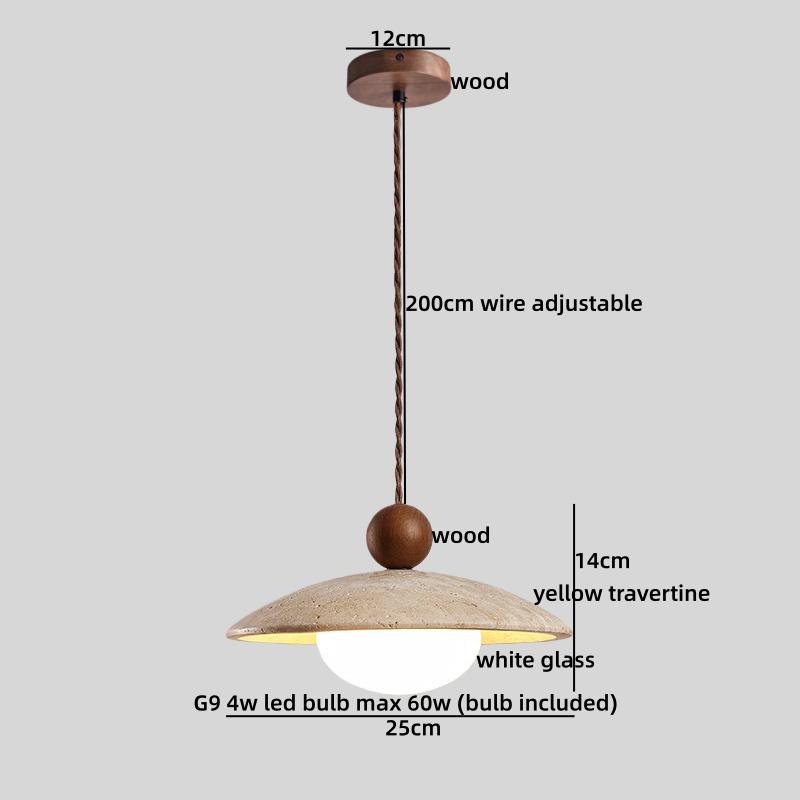 IWHD Wabi Sabi Stil LED Pendelleuchte Möbel Wohnzimmer Schlafzimmer Zubehör Gelber Travertin Hängeleuchte Hängeleuchte