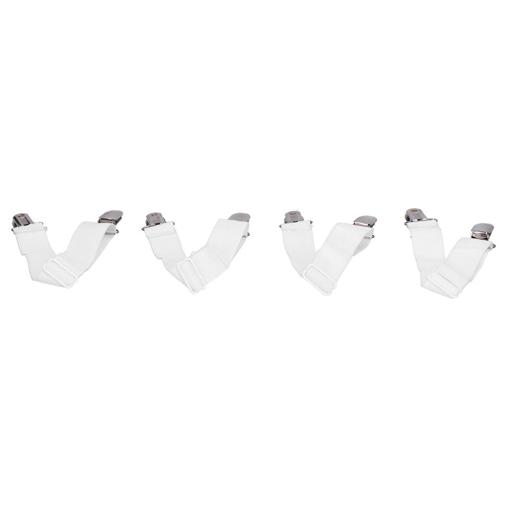 4 Stück Verstellbare Bettlakenbefestiger Hosenträger Elastische Lakenbänder Gurte Clips Halter Weiß