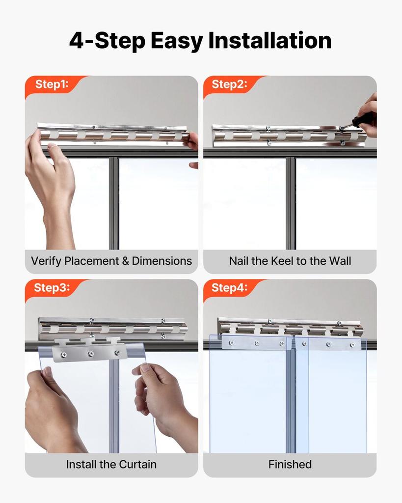 Pásková závěs PVC dveřní závěs 72" x 96" Chladicí box Mrazák Čirý plast