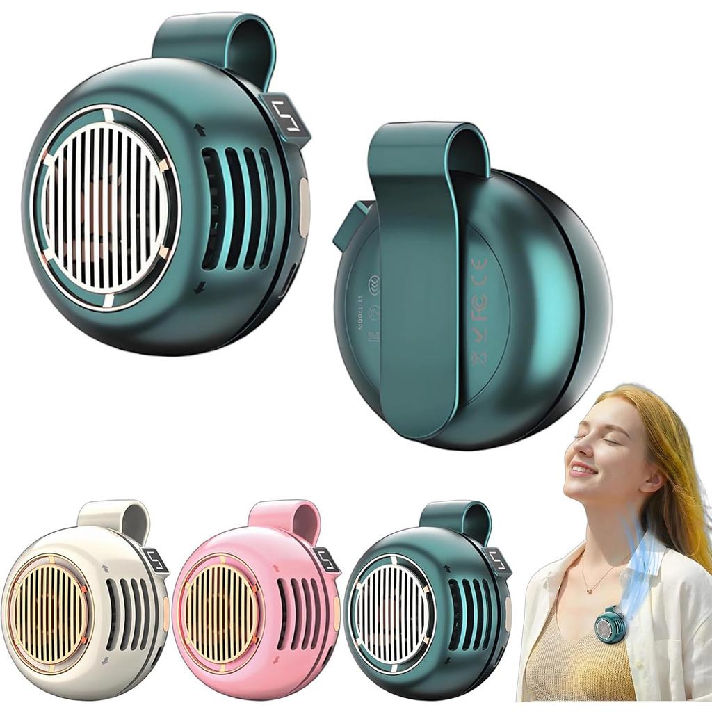 2026 New Portable Clip on Fan for Shirt, Portable Silent Mini Bladeless Electric Fan, 5 Speeds, Intelligent Digital Display