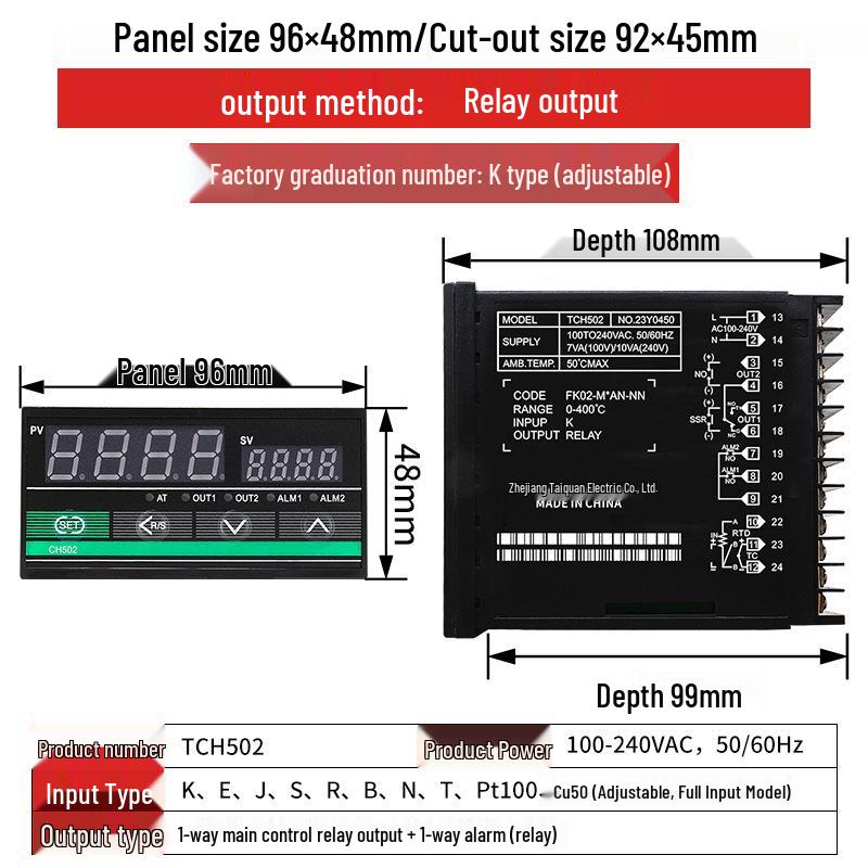 Taiquan TCH502 PID Temperature Controller with Multiple Inputs