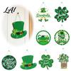 Decorative Clover Wooden Board St. Patrick's Day Door Sign Luck Green Hat Themed Hanging Seasonal Home Entrance Decor Plaque Ornaments for