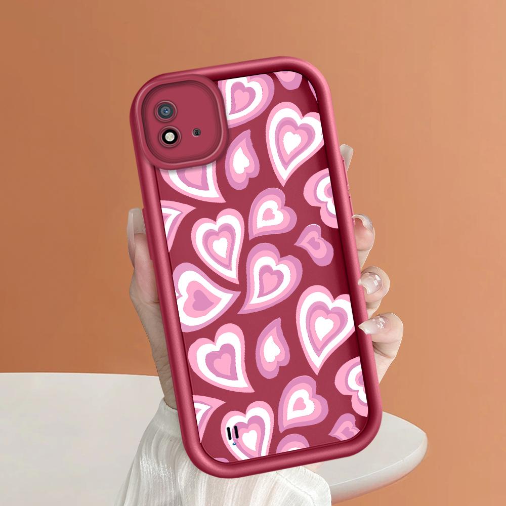 Soft Silicone Square Ladder Printing Pattern Phone Casing Full Cover Camera Shockproof Protection Rubber Case for OPPO Realme