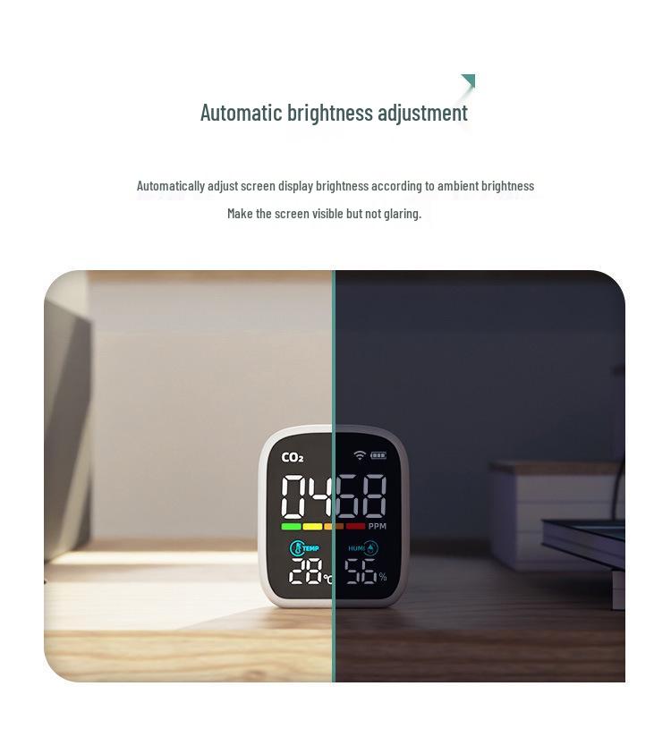 Infrared CO2 Detector with Tuya Temp & Humidity Sensor - Accurate Air Quality Monitoring