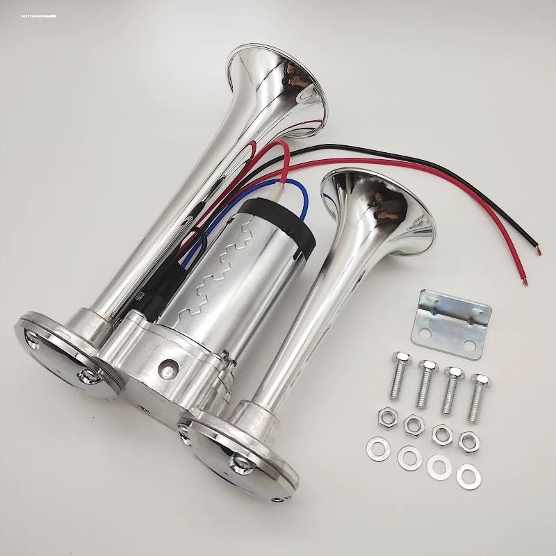 Electric Horn Trumpet Marine Chrome Fog Stainless Steel Boat Truck 12V 150DB Super Loud Train Horn For Motorcycle Car Boat Truck