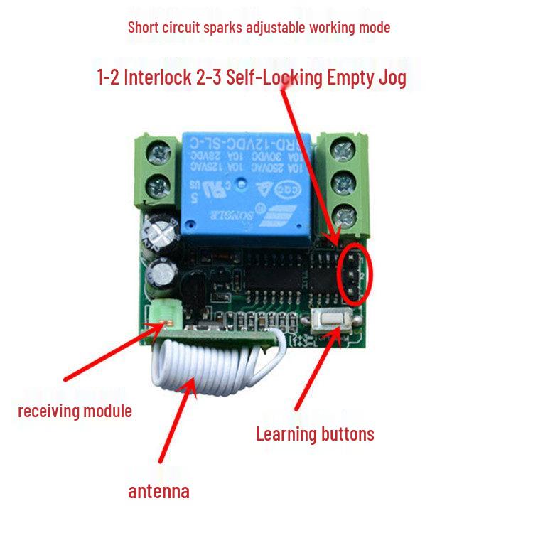 DC24V Single-Channel Remote Switch with Round Adhesive Transmitter Button