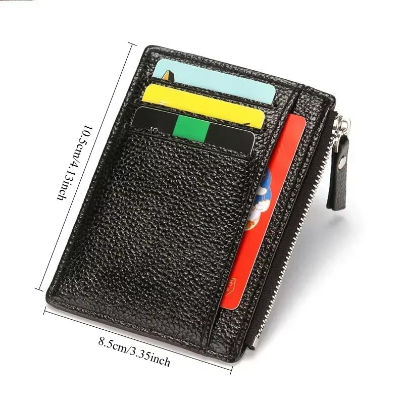 Mini Zipper Card Bag Slim ID Bank Purse Wallet Credit Organizer Portable Small Slim Ultra-thin Short Purse for Men Black