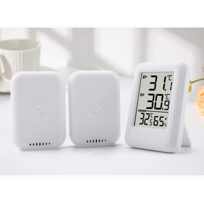Compact Digital Temperature Humidity Monitor Wall Mountable Wireless Sensor With 24H Data Records And Low Battery Alerts