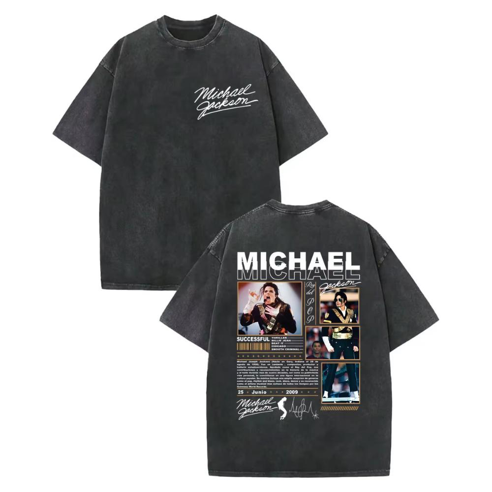 Rock Singer Michael Jackson Graphic T Shirts Mens Women High Quality Vintage Washed Tshirt Summer Casual Loose Cotton Tshirts
