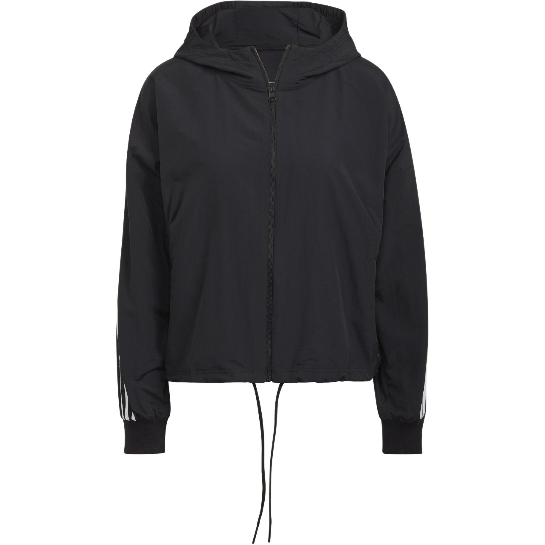 

Adidas Куртка с капюшоном и длинными рукавами, женская, черная, с принтом в три полоски HA8435 M