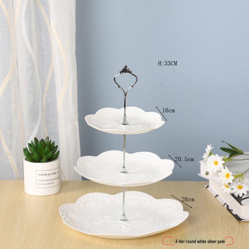 Trzypoziomowy europejski stojak na ciasto do popołudniowej herbaty - Kreatywna wielowarstwowa plastikowa taca na desery i talerz na owoce