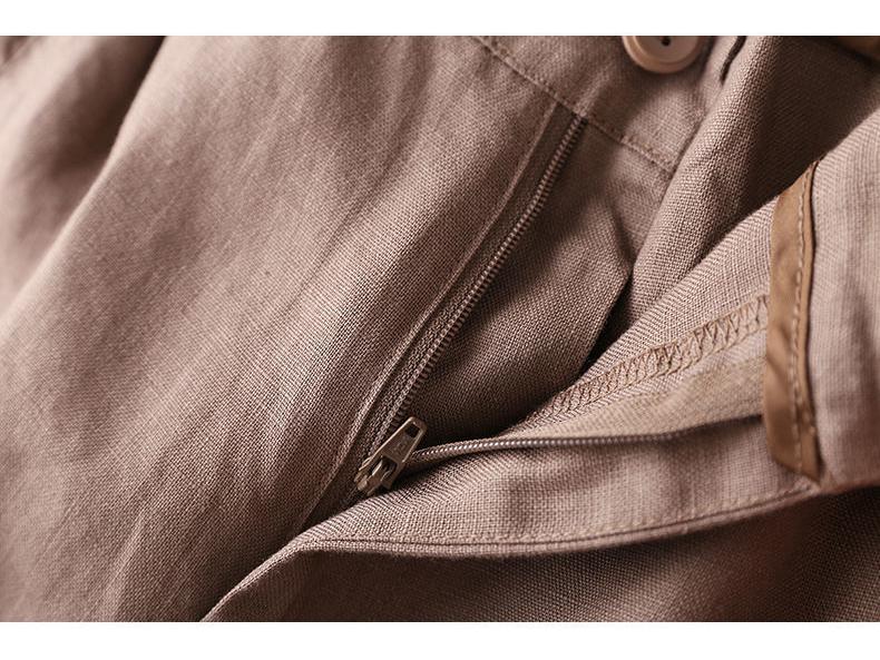 Women's Cotton Linen High Waist Wide-Leg Shorts - Summer Semi-Elastic Casual Five-Point Pants
