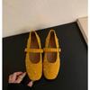 Damen flache Schuhe Retro Nieten Freizeit Schuhe Komfort Weicher Boden Ballerinas Wildleder Freizeit flache Schuhe Klassische Mary Jane flache Schuhe Zapatos Mujer