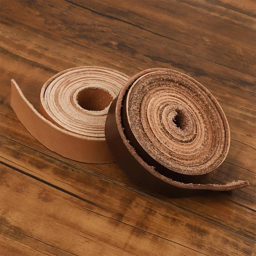 Universal 2Meters Single Sided Flat Cord Genuine Cow Leather Straps Strips DIY Clothing Making Bag Handles Belt Crafts Accessory